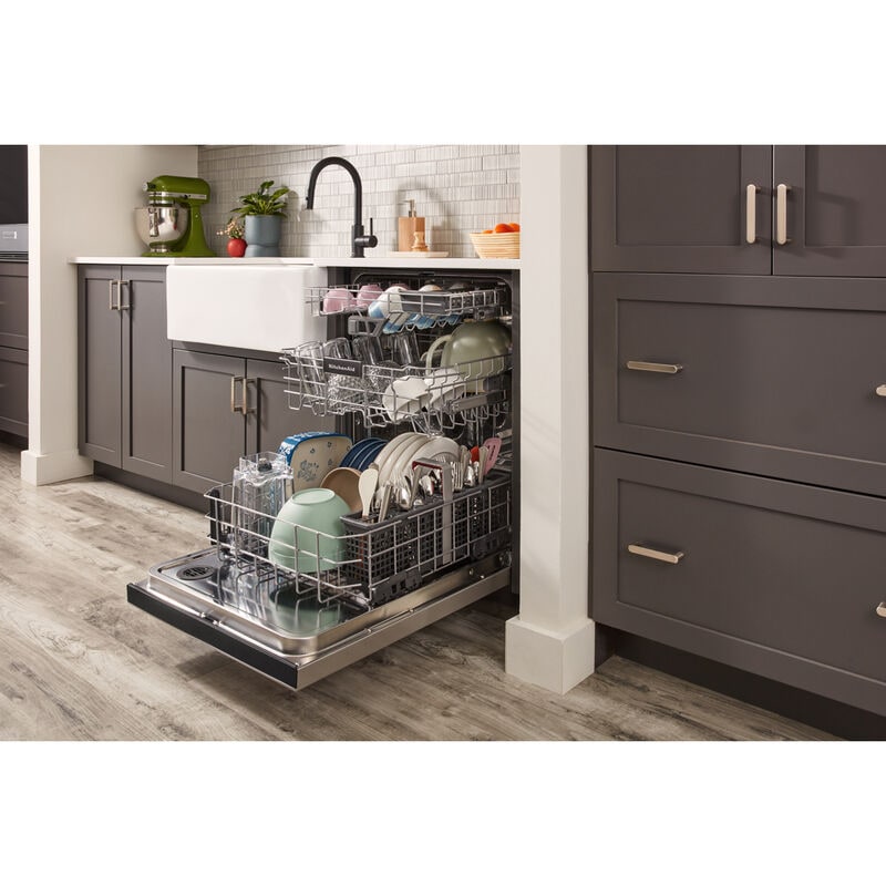 KitchenAid 24 in. Front Control Dishwasher with 41 dBa Sound Level, 3rd-Rack & Pocket - PrintShield Stainless, Stainless Steel with PrintShield Finish, hires