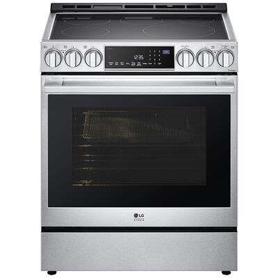 LG Studio InstaView 30 in. 6.3 cu. ft. Smart Air Fry Convection Oven Slide-In Electric Range with 5 Radiant Burners - Stainless Steel | LSES6338F