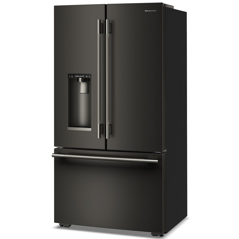 KitchenAid 36 in. 23.1 cu. ft. Smart Counter Depth French Door Refrigerator with Ice & Water Dispenser - Black Ore, Black Ore, hires
