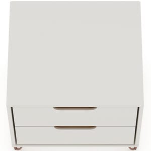 Manhattan Comfort Rockefeller Mid-Century Modern 2-Drawer Nightstand Off White, White, hires