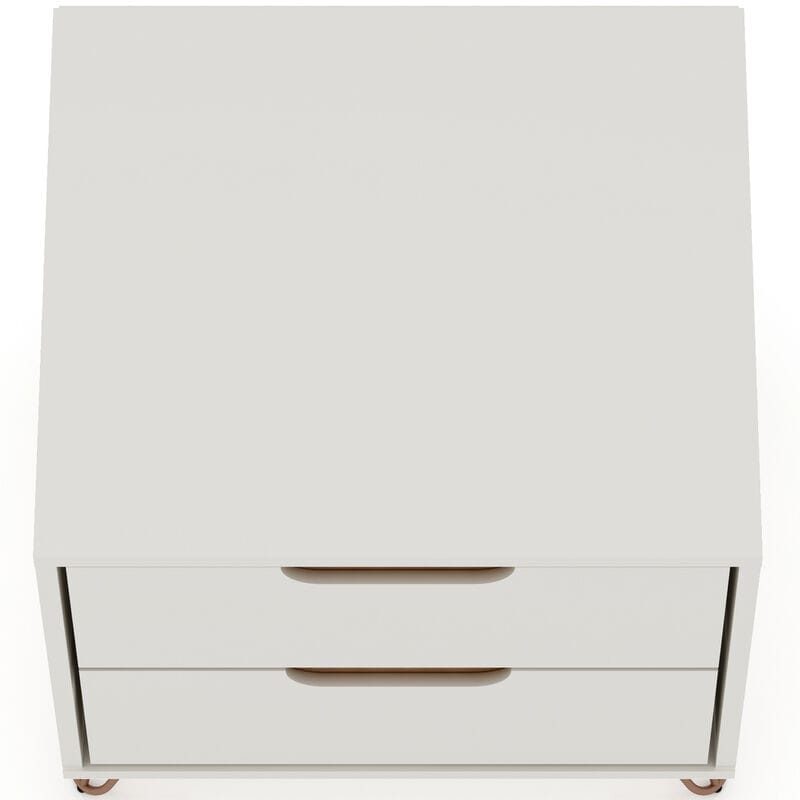 Manhattan Comfort Rockefeller Mid-Century Modern 2-Drawer Nightstand Off White, White, hires