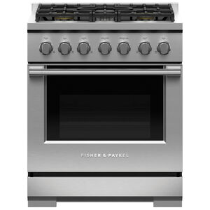 Fisher & Paykel Series 7 30 in. 4.6 cu. ft. Convection Oven Freestanding LP Gas Range with 5 Sealed Burners - Stainless Steel, , hires