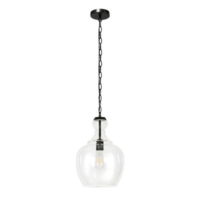 Hudson & Canal Westford Pendant Blackened Bronze and Clear Glass | PD0273