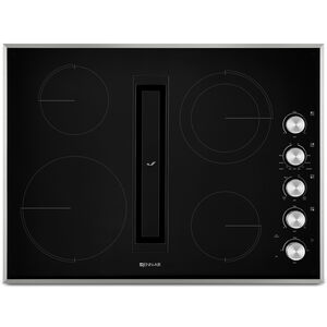 JennAir Euro-Style 30 in. 4-Burner Electric Cooktop with Downdraft, Simmer Burner & Power Burner - Stainless Steel, , hires