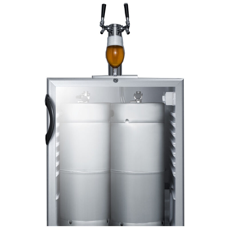 Summit Commercial 23 in. 5.5 cu. ft. Beer Dispenser with 2 Taps - Stainless Steel, , hires