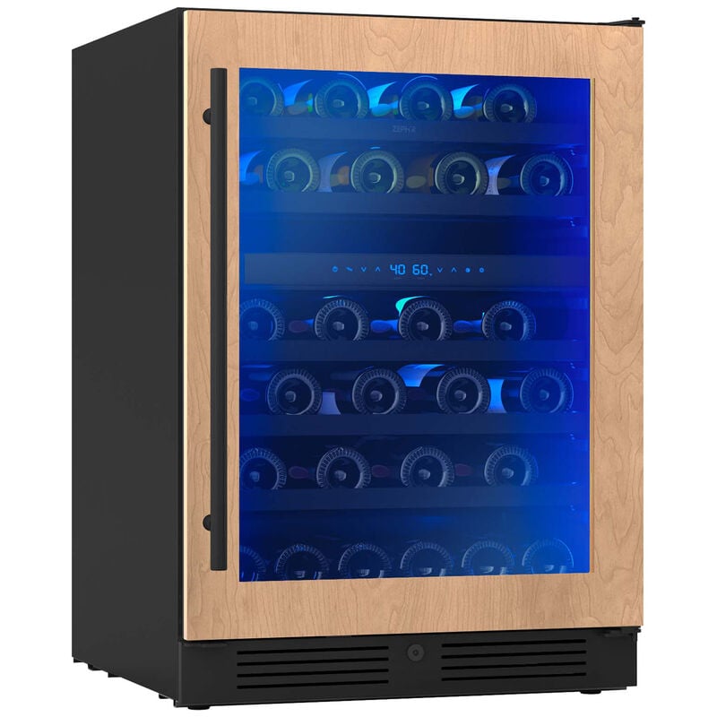 Zephyr Presrv Series 24 in. Undercounter Wine Cooler with Wood Racks, Dual Temperature Zones & 45 Bottle Capacity - Custom Panel Ready, , hires