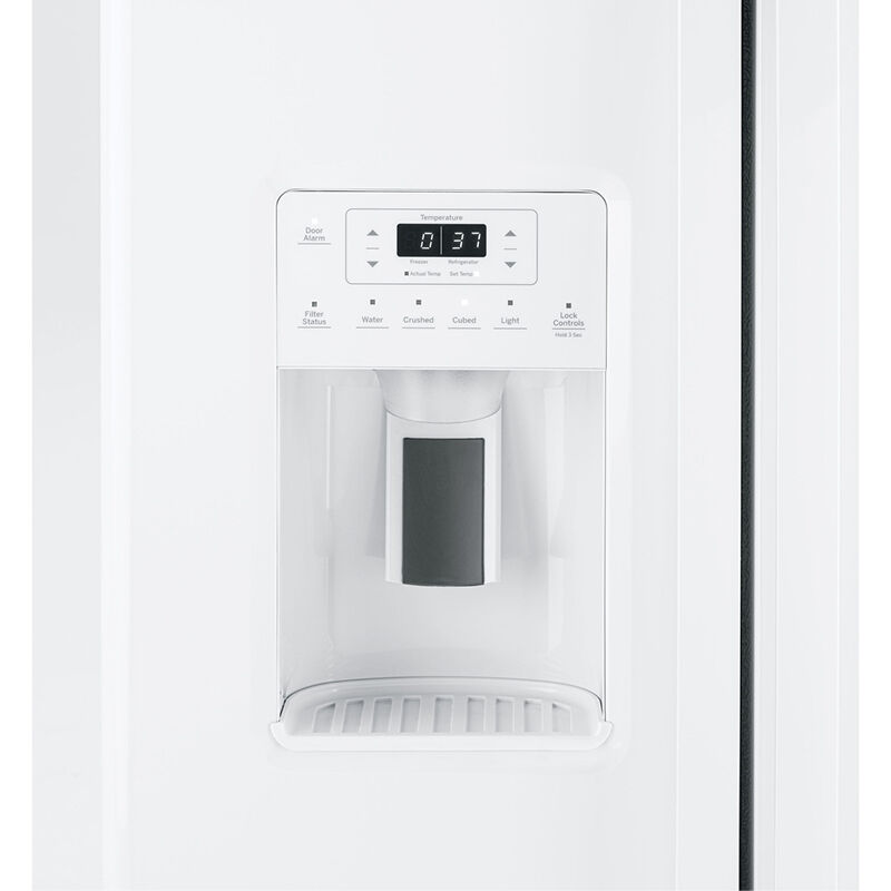 GE 33 in. 23 cu. ft. Side by Side Refrigerator with Ice & Water Dispenser - White, White, hires