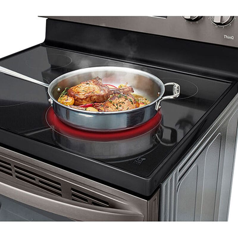 LG 30inch Freestanding Electric Range with 5 Smoothtop Burners 6.3 Cu. Ft. Single Oven with Air Fry Storage Drawer Black Stainless Steel