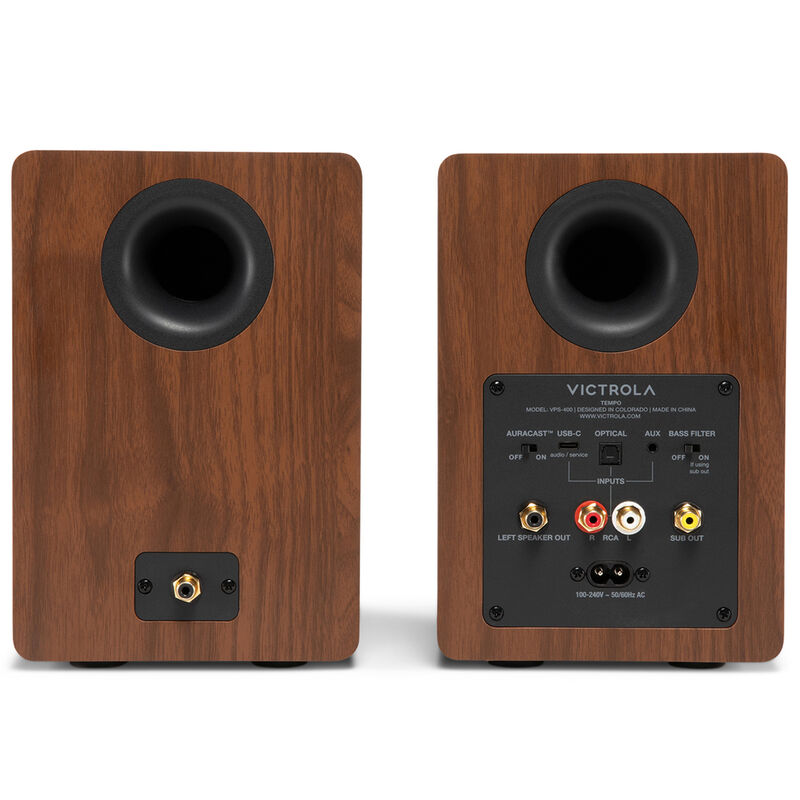 Victrola Tempo Bluetooth Bookshelf Speakers - Walnut, , hires