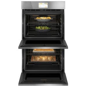 Cafe Minimal Series 30 in. 10 cu. ft. Smart Top Control Electric Double Wall Oven with True European Convection - Platinum Glass, Platinum Glass, hires