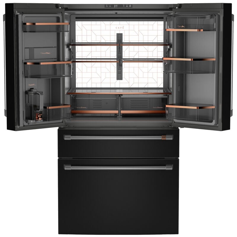 Cafe 36 in. 28.7 cu. ft. Smart 4-Door French Door Refrigerator with Internal Water Dispenser - Matte Black, Matte Black, hires