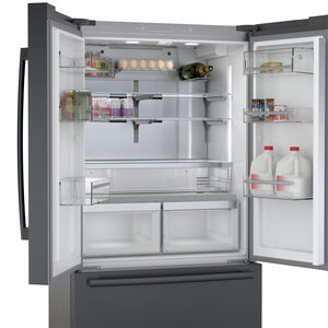 Bosch 800 Series 36 in. 20.8 cu. ft. Smart Counter Depth French Door Refrigerator with Internal Water Dispenser - Black Stainless, Black Stainless, hires