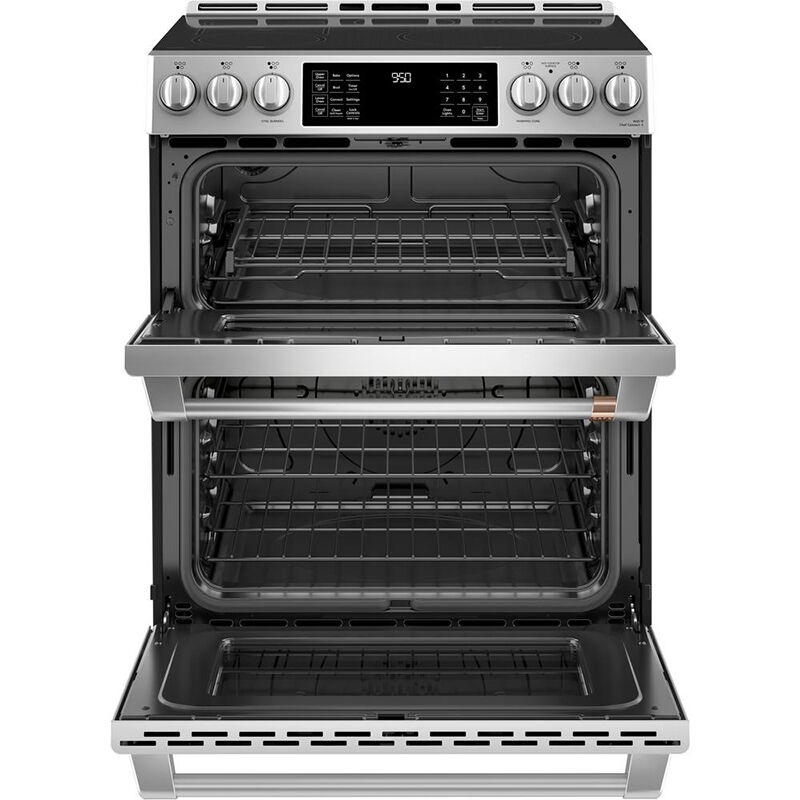 Cafe 30 in. 6.7 cu. ft. Smart Air Fry True European Convection Double Oven Slide-In Electric Range with 5 Induction Burners - Stainless Steel, Stainless Steel, hires