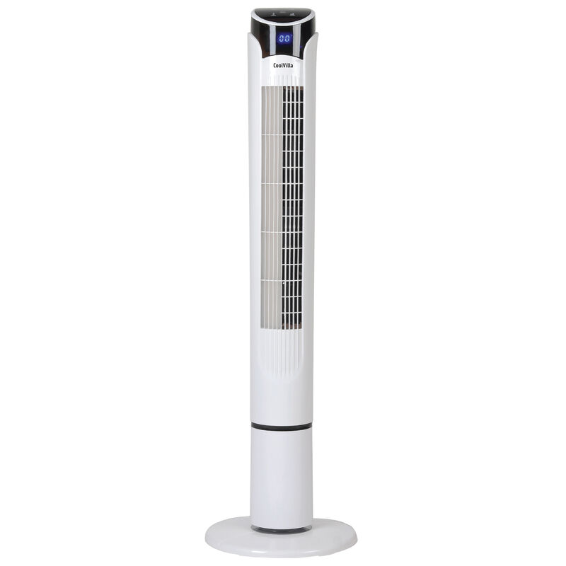 CoolVia 40 in. Oscillating Tower Fan with 3 Speed Settings & Remote Control - White, , hires