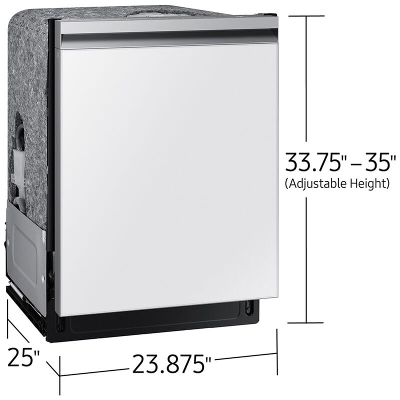 Samsung Bespoke 24 in. Top Control Smart Dishwasher with 46 dBa Sound Level, 3rd-Rack, AutoRelease & Pocket - White Glass, , hires