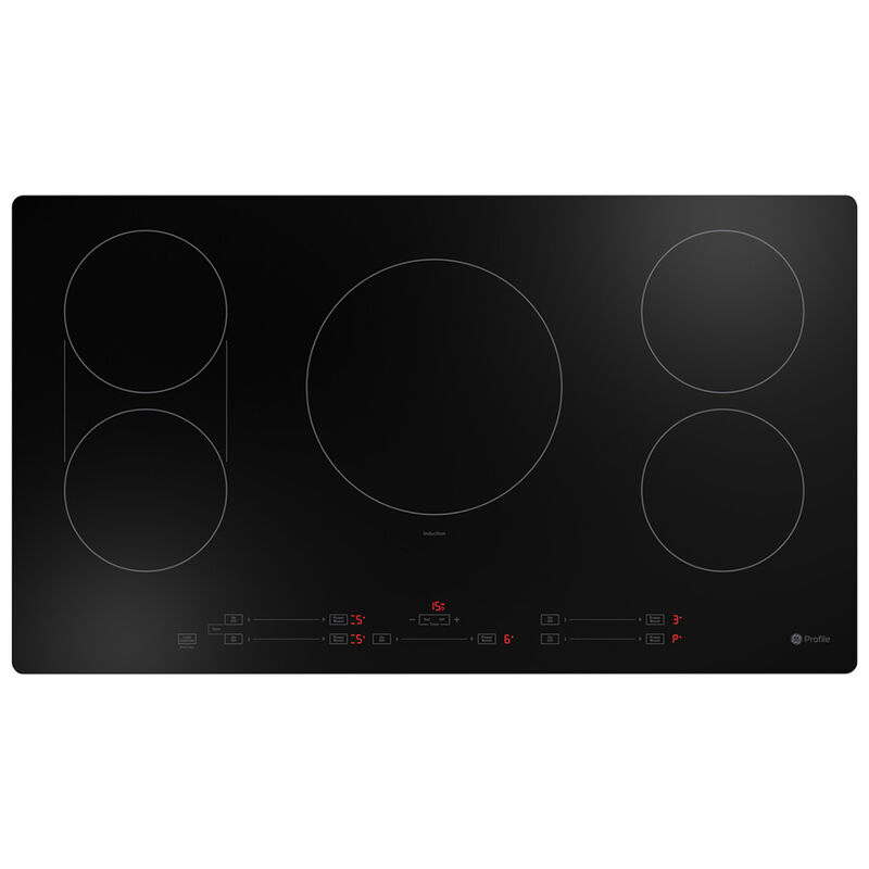 GE Profile 36 in. 5-Burner Induction Cooktop with Simmer Burner & Power Burner - Black, , hires