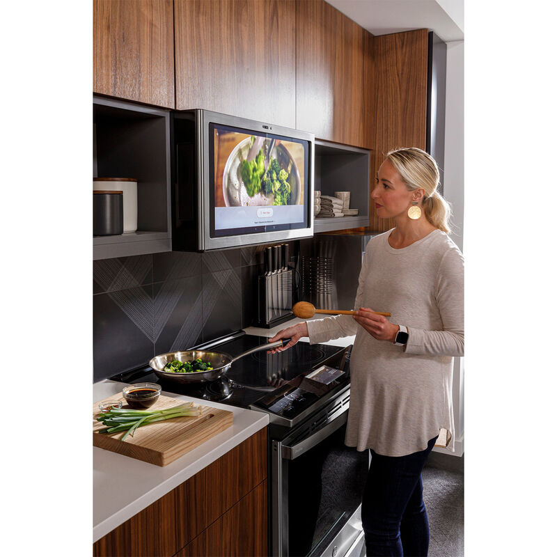 GE Profile 30 in. 5.3 cu. ft. Smart Air Fry True European Convection Slide-In Electric Range with 5 Induction Burners - Stainless Steel, , hires