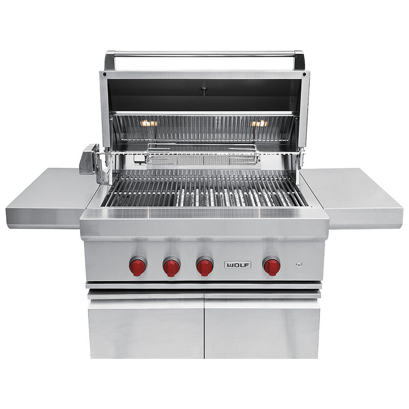 Wolf Designer 36 in. 4 Burner Built In Freestanding Liquid Propane Gas Grill with Rotisserie Sear Burner Stainless Steel