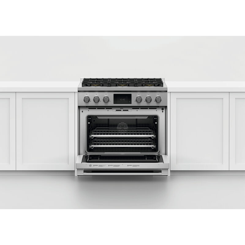 Fisher & Paykel Series 9 Professional Series 36" Freestanding Dual Fuel Range with 6 Sealed Burners, 4.8 Cu. Ft. Single Oven & Air Fry - Stainless Steel, , hires