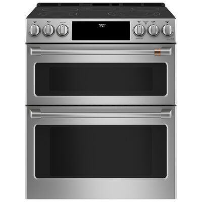 Cafe 30 in. 7.0 cu. ft. Smart Double Oven Slide-In Electric Range with 5 Smoothtop Burners - Stainless Steel | CES750P2MS1