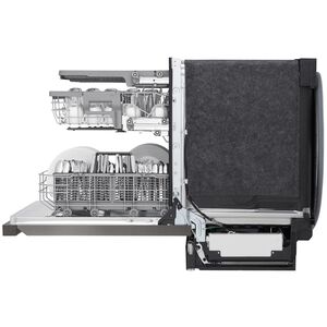 LG 24 in. Front Control Dishwasher with 48 dBa Sound Level, 3rd-Rack, Dynamic Dry & Pocket - Black Stainless, Black Stainless, hires