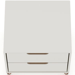 Manhattan Comfort Rockefeller Mid-Century Modern 2-Drawer Nightstand Off White/Natural, White, hires