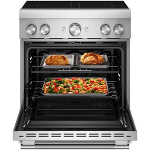 KitchenAid Commercial-Style 30 in. 4.1 cu. ft. Air-Fry True European Convection Electric Range with 4 Induction Burners - Stainless Steel, , hires
