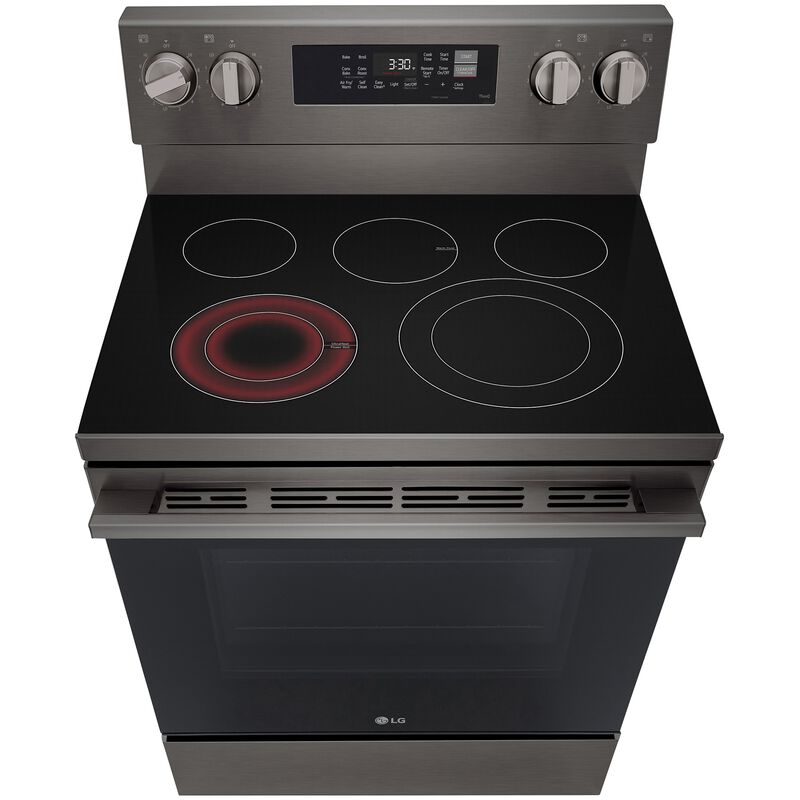 LG 30 in. 6.3 cu. ft. Smart Air-Fry True European Convection Electric Range with Radiant Burners - Black Stainless Steel, , hires