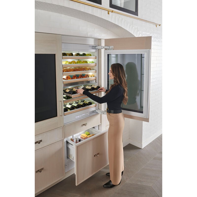 Monogram 30 in. Built-in Wine Sommelier with Wood Racks, Dual Temperature Zones & 106 Bottle Capacity - Custom Panel Ready, , hires