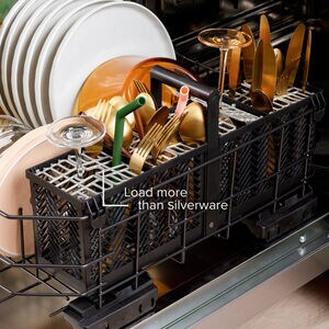 Cafe 24 in. Top Control Dishwasher with 42 dBa Sound Level, 3rd-Rack & Ultra Wash & Dry - Stainless Steel, , hires