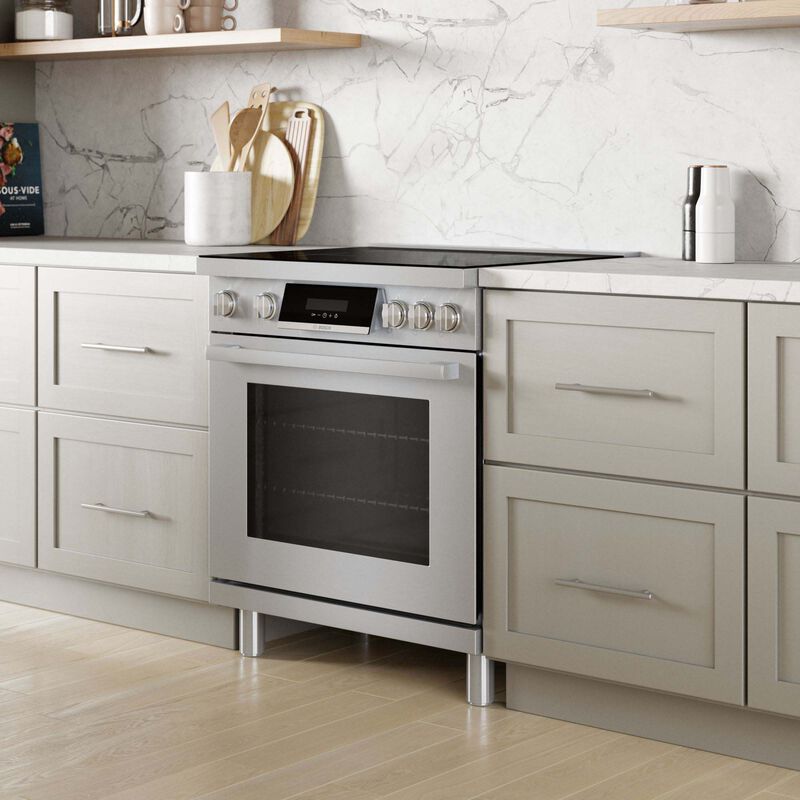 Bosch 800 Series 30 in. 3.9 cu. ft. True European Convection Electric Range with 4 Induction Burners - Stainless Steel, , hires