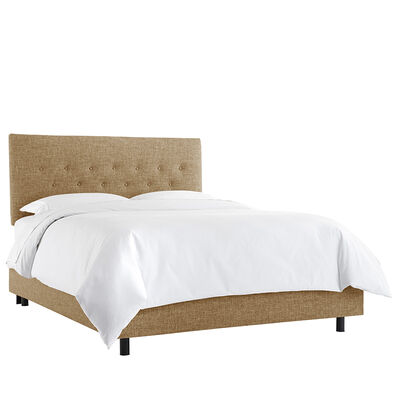 Skyline Furniture Tufted Zuma Upholstered Full Size Complete Bed - Linen | 791BEDZMLNN