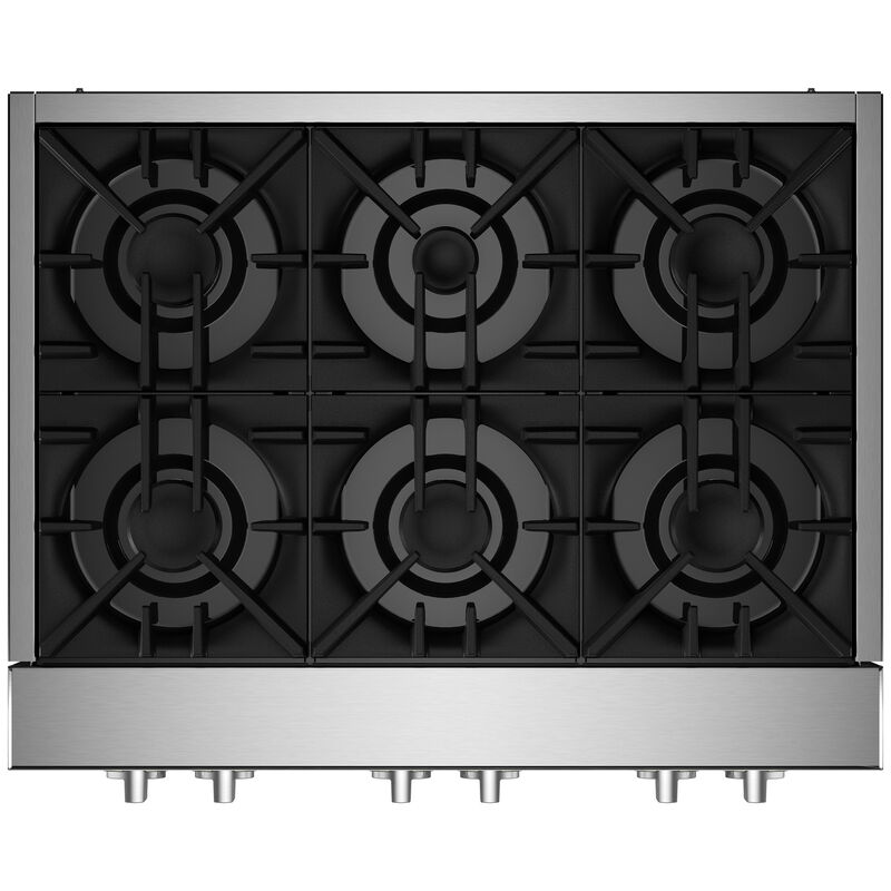 JennAir Rise 36 in. 6-Burner Natural Gas Rangetop with Simmer Burner & Power Burner - Stainless Steel, , hires