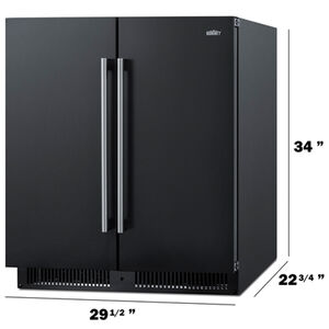 Summit 30 in. 5.1 cu. ft. Side by Side Undercounter Refrigerator - Black, , hires