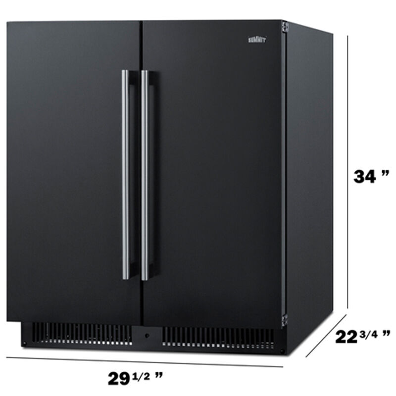 Summit 30 in. 5.1 cu. ft. Side by Side Undercounter Refrigerator - Black, , hires