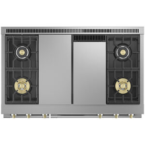 Monogram Statement Series 48 in. 8.2 cu. ft. Smart Air Fry True European Convection Double Oven Dual Fuel Range with 4 Sealed Burners, Grill & Griddle - Stainless Steel, , hires