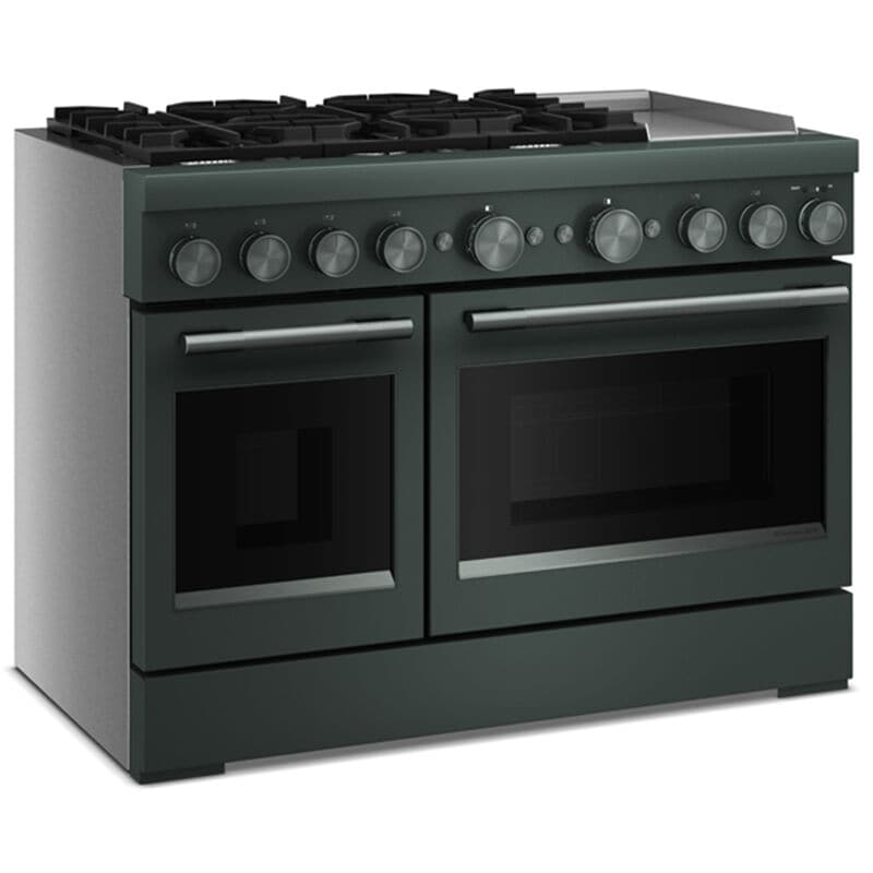 KitchenAid Commercial-Style 48 in. 6.3 cu. ft. Air-Fry True European Convection Double Oven Dual Fuel Range with 6 Sealed Burners & Griddle - Juniper, , hires