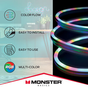 Monster Neon Flow Multi-Color LED Light Strip with USB Plug-in and Remote, 6.5 ft., , hires
