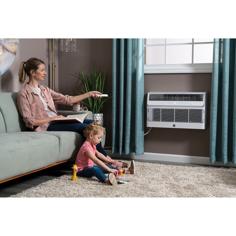 GE 12,000 BTU Smart Energy Star Through-the-Wall Air Conditioner with 3 Fan Speeds, Sleep Mode & Remote Control - White, , hires
