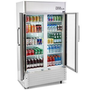 Premium Levella 39 in. 18.0 cu. ft. Beverage Center with Adjustable Shelves & Digital Control - Silver, , hires