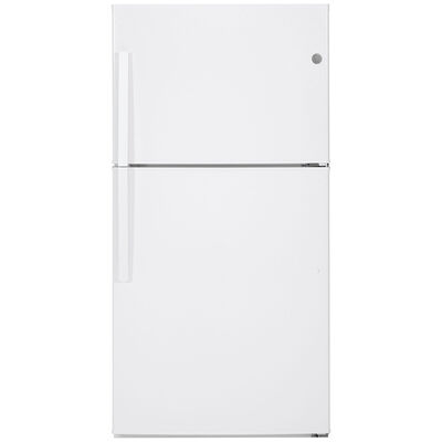 GE 33 in. 21.2 cu. ft. Top Freezer Refrigerator - White on White | GTE21GTHWW