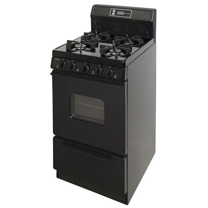 Premier 20 in. 2.4 cu. ft. Gas Range with 4 Sealed Burners - Black, Black, hires
