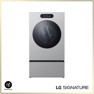 LG SIGNATURE 29 in. 9.0 cu. ft. Smart Stackable Electric Dryer with Built-In Intelligence, TurboSteam, AI Sensor Dry & Sanitize Cycle - Brushed Platinum Steel, , hires