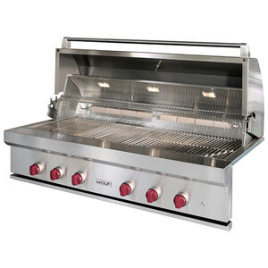 Wolf 42 in. 4-Burner Built-In Liquid Propane Gas Grill with Rotisserie, Sear Burner & Smoker Box - Stainless Steel, , hires