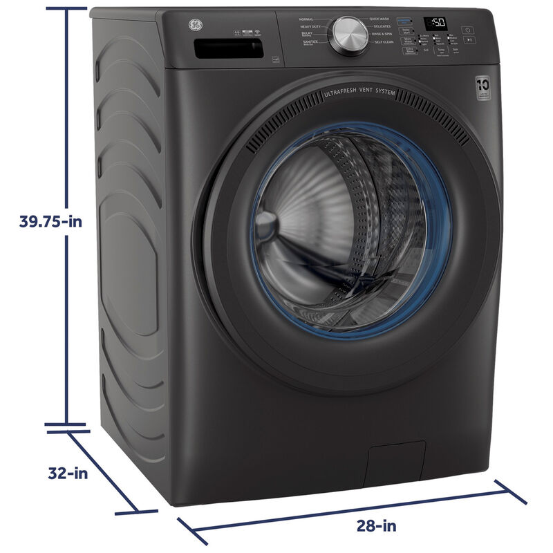 GE 28 in. 4.6 cu. ft. Smart Stackable Front Load Washer with Sanitize with Oxi - Carbon Graphite, , hires
