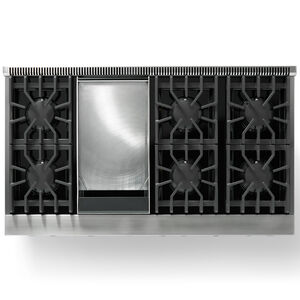 Viking 5 Series 48 in. 7.3 cu. ft. True European Convection Double Oven Dual Fuel Range with 6 Sealed Burners & Griddle - Stainless Steel, , hires