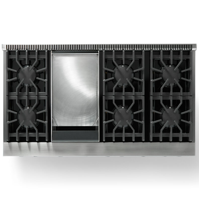 Viking 5 Series 48 in. 7.3 cu. ft. True European Convection Double Oven Dual Fuel Range with 6 Sealed Burners & Griddle - Stainless Steel, , hires