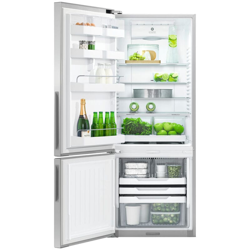 Fisher & Paykel Series 5 25 in. 13.5 cu. ft. Left-Hinged Smart Counter Depth Bottom Freezer Refrigerator - Stainless Steel, , hires