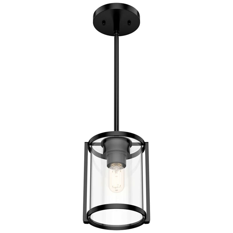 Hunter Astwood 6.25 in. Mini Pendant with Clear Glass - Matte Black, , hires