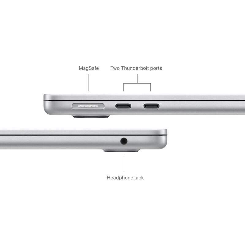 Apple MacBook Air (2024) 13.6 in. Notebook with Apple Intelligence, Apple M3 8-Core CPU, 8-Core GPU, 16 GB RAM, 256 GB SSD, up to 18 Hrs. of Battery Life & Mac OS - Silver, , hires